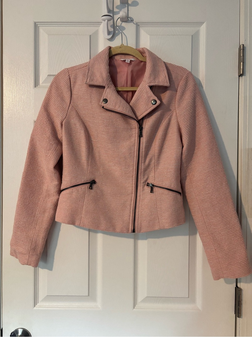 Candie's Textured Blush Pink Moto Blazer